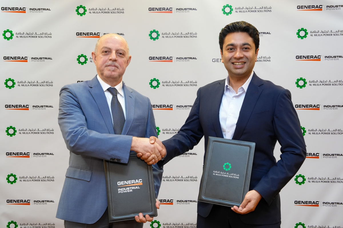 من مراسم توقيع الاتفاقية بين «الملا لحلول الطاقة» و«GENERAC»