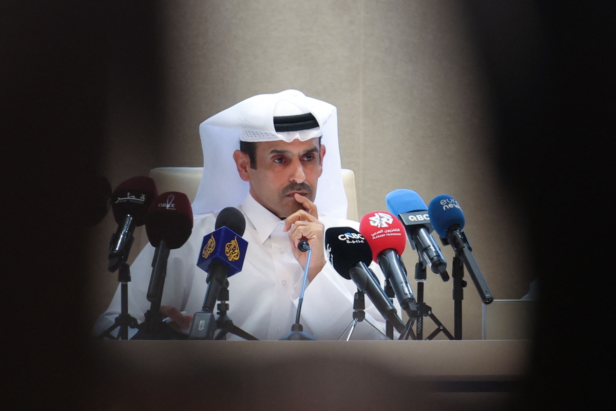 الكعبي خلال مؤتمر صحافي (أ ف ب)