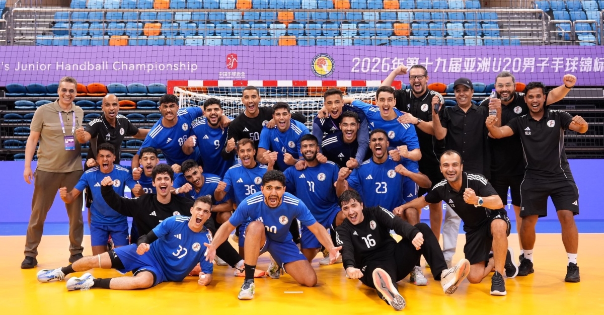 منتخب الكويت للشباب محتفلاً بالفوز